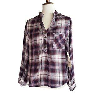 Ash & Ember Adam Delmar Casual Pullover Plaid Blouse Top